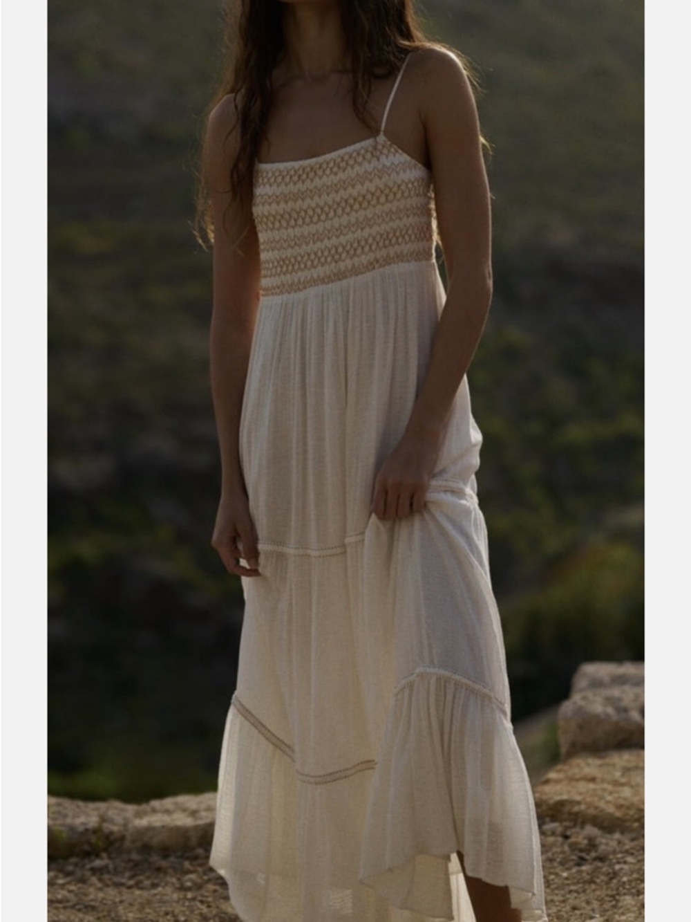 ZARA Cream Boho Gauze Sundress ☀️